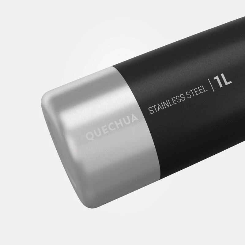 Quechua Gourde Inox 1L Avec Bouchon à Vis Pour La Randonnée - Noir 3 Quechua Gourde Inox 1L Avec Bouchon à Vis Pour La Randonnée - Noir – Image 3