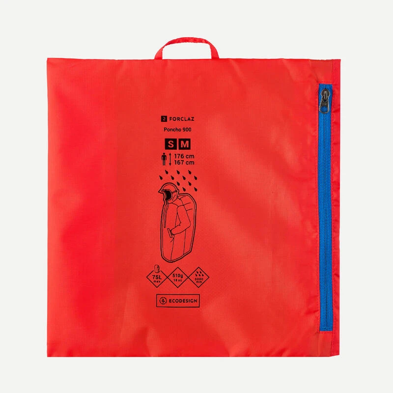 Quechua Poncho De Pluie De Randonnée - MT900 - 75L - Rouge - S/M 5 Quechua Poncho De Pluie De Randonnée - MT900 - 75L - Rouge - S/M – Image 5