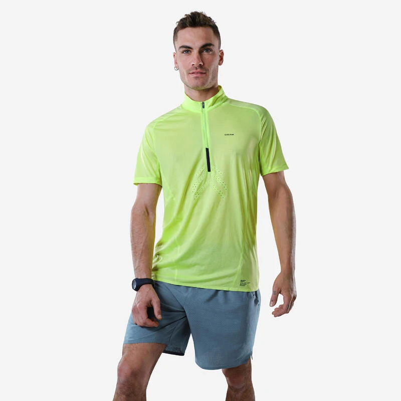 Quechua T-shirt Manches Courtes De Randonnée Rapide Homme FH500 Citron 1 Quechua T-shirt Manches Courtes De Randonnée Rapide Homme FH500 Citron