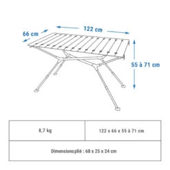 Quechua -Quechua table de camping compacte 46 personnes plateau bois poche de rangement 1