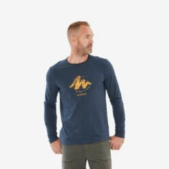 Quechua Tee-shirt NH100 ML Homme - Bleu Marine